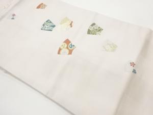 地紙に丸文・花鳥・青海波模様織出し名古屋帯